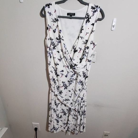 Ralph lauren supplice faux wrap belted midi dress plus size 20W new!!! - Picture 1 of 10